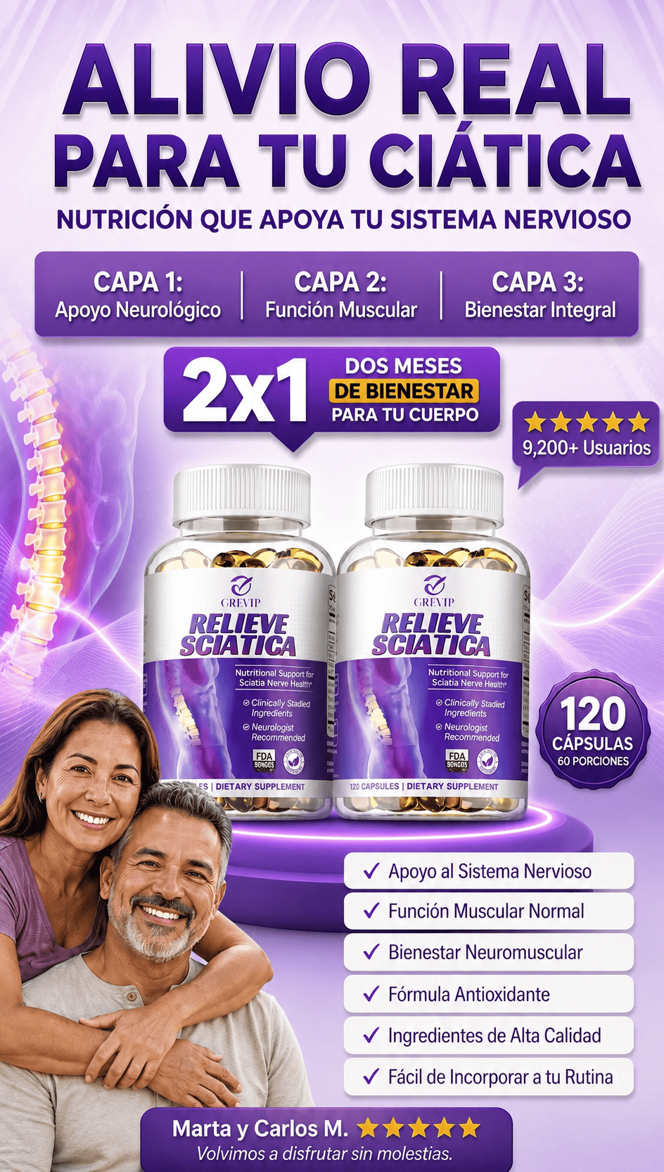 2X1 MoviFlex Relieve Sciatica - Apoyo para el Bienestar del Nervio Ciático