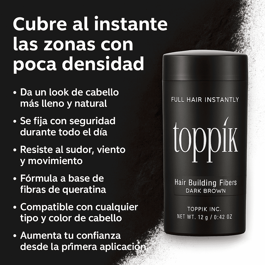 Kit Aplicador Toppik + Fijador y Peine – Cabello denso y natural al instante, sin cirugía ni esfuerzo