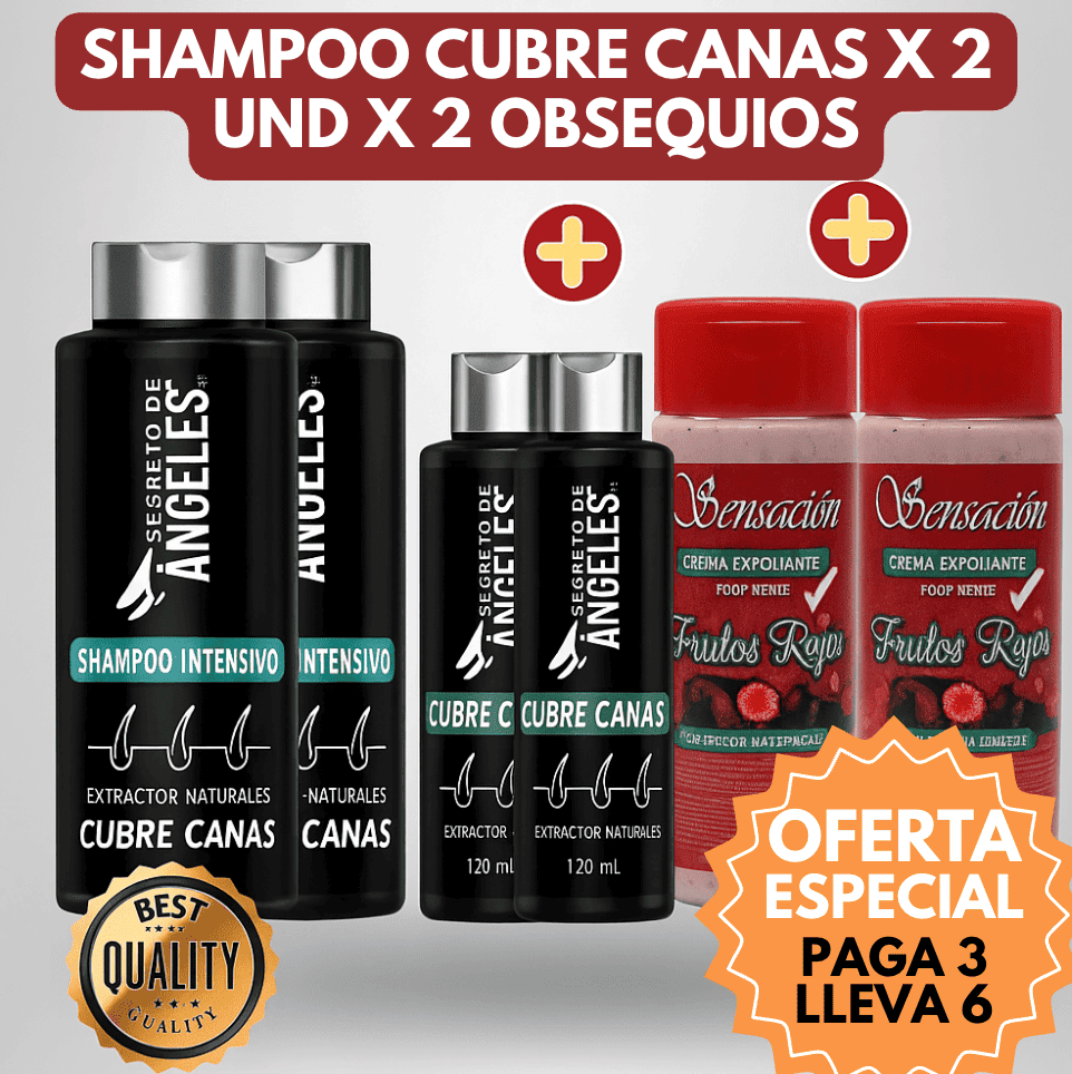 Shampoo Secreto de Ángeles: Anticanas en 15 min – Natural, sin amoníaco ni peróxidos 3X6