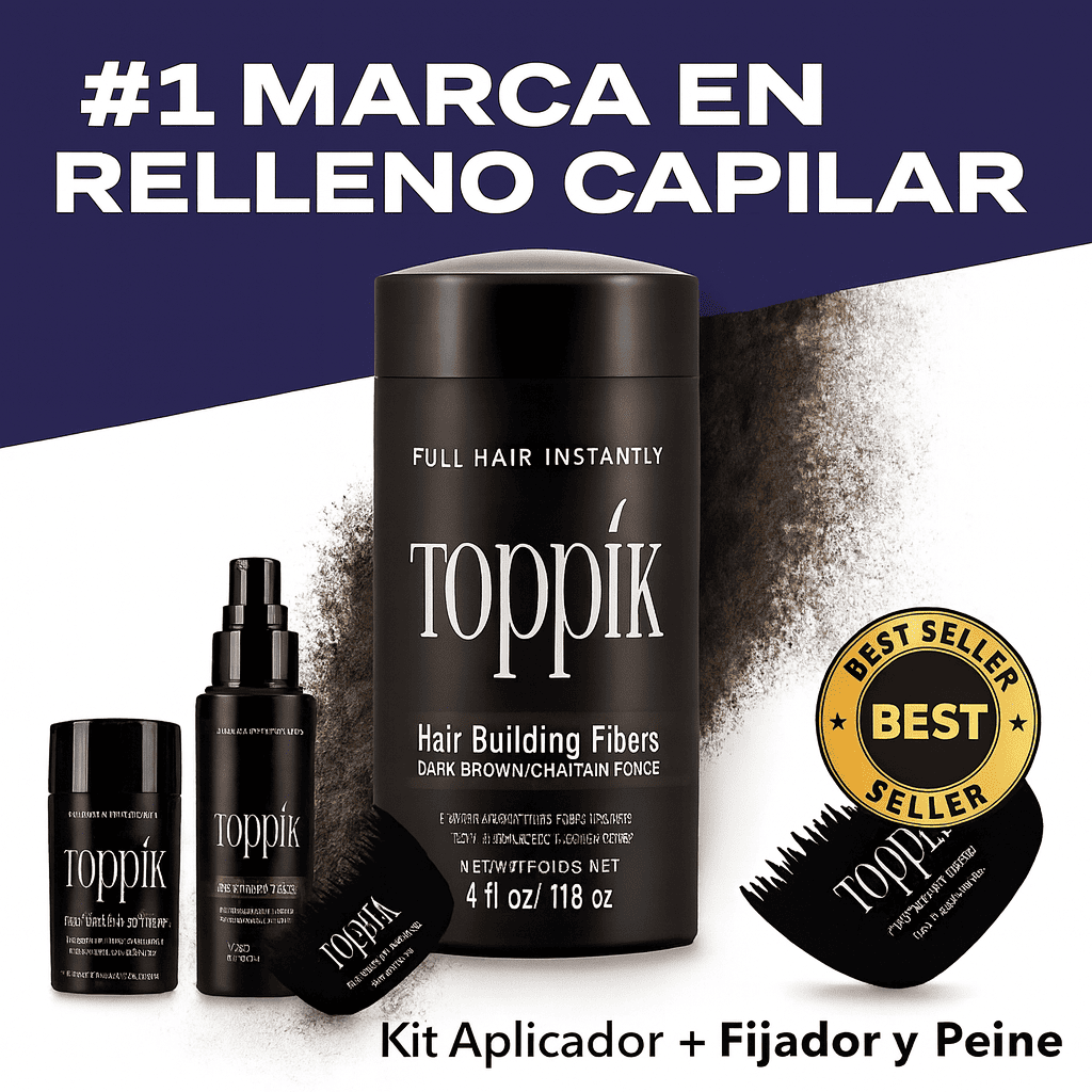 Kit Aplicador Toppik + Fijador y Peine – Cabello denso y natural al instante, sin cirugía ni esfuerzo