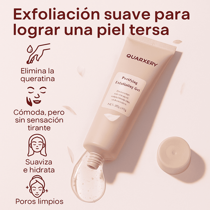 Gel Exfoliante Purificante Quarxery  – Limpieza profunda, poros reducidos y piel suave en cada lavado.