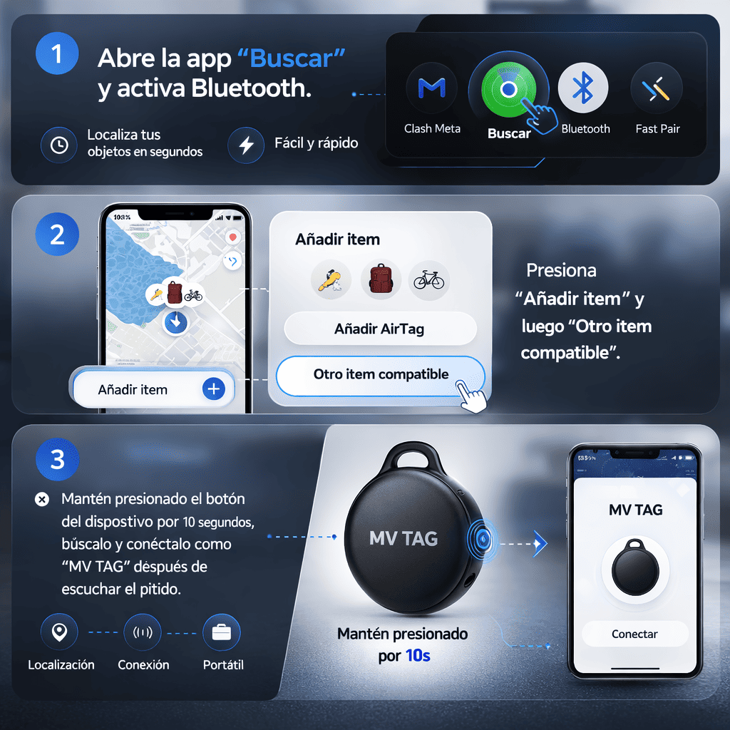 AirTag Localizador Inteligente — Encuentra tus cosas en segundos desde tu celular