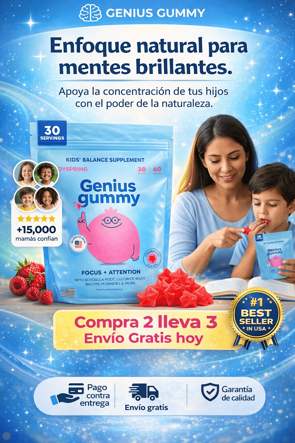 Genius Gummies – Apoyo Natural para la Concentración y Enfoque de los Más Pequeños
