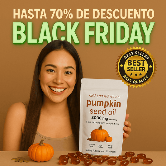 120 días para notar un cabello más fuerte y saludable con Pumpkin + Saw Palmetto (3000 mg)