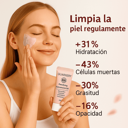 Gel Exfoliante Purificante Quarxery  – Limpieza profunda, poros reducidos y piel suave en cada lavado.